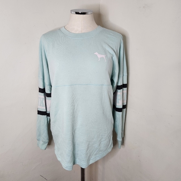 PINK Victoria's Secret Tops - 𝅺pink Light Blue‎ Oversized Pullover Women's Size XS